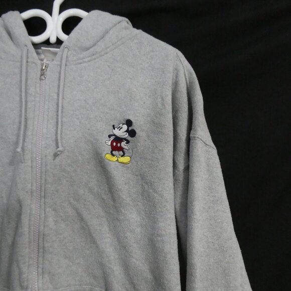 DISNEY STORE | XXL | Grey Zip-Up Hoodie | Embroidered Mickey Mouse Motif - Picture 8 of 16